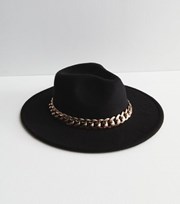 New Look Black Chain Fedora Hat